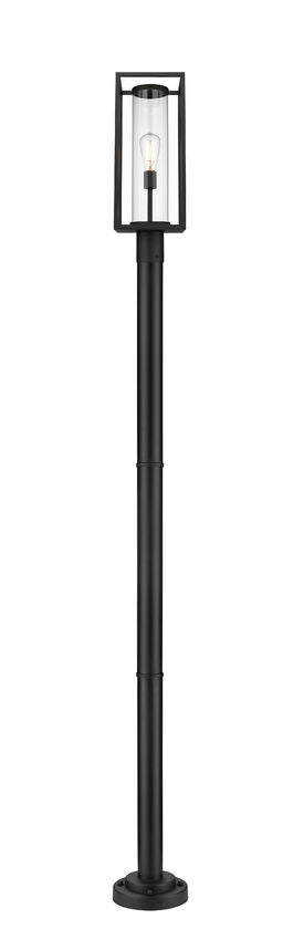 Z-Lite Dunbroch 584PHMR-567P-BK 1-Light Black Aluminum Frame Clear Glass Shade Outdoor Post Mounted Fixture