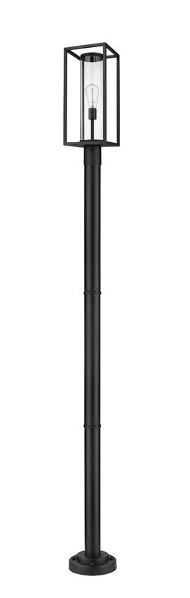 Z-Lite Dunbroch 584PHMR-567P-BK 1-Light Black Aluminum Frame Clear Glass Shade Outdoor Post Mounted Fixture