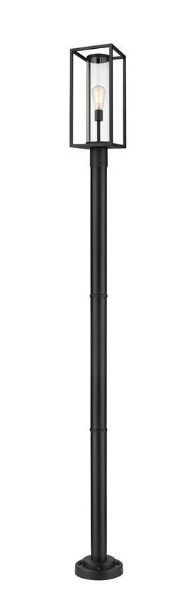 Z-Lite Dunbroch 584PHMR-567P-BK 1-Light Black Aluminum Frame Clear Glass Shade Outdoor Post Mounted Fixture