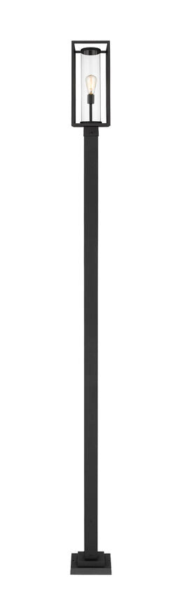 Z-Lite Dunbroch 584PHMS-536P-BK 1-Light Black Aluminum Frame Clear Glass Shade Outdoor Post Mounted Fixture
