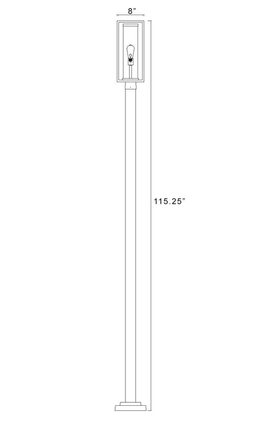 Z-Lite Dunbroch 584PHMS-536P-BK 1-Light Black Aluminum Frame Clear Glass Shade Outdoor Post Mounted Fixture