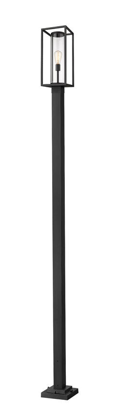 Z-Lite Dunbroch 584PHMS-536P-BK 1-Light Black Aluminum Frame Clear Glass Shade Outdoor Post Mounted Fixture