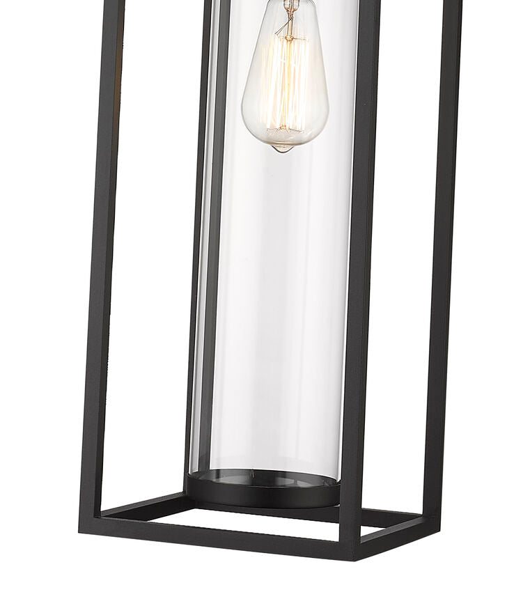Z-Lite Dunbroch 8" 1-Light Black Aluminum Outdoor Chain Mount Ceiling Fixture With Clear Glass Shade