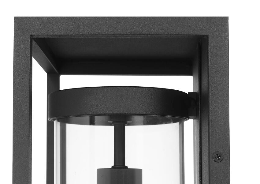 Z-Lite Dunbroch 8" W x 13" H 1-Light Black Aluminum Outdoor Wall Sconce With Clear Glass Shade