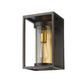 Z-Lite Dunbroch 8" W x 13" H 1-Light Deep Bronze and Outdoor Brass Aluminum Outdoor Wall Sconce With Clear Glass Shade