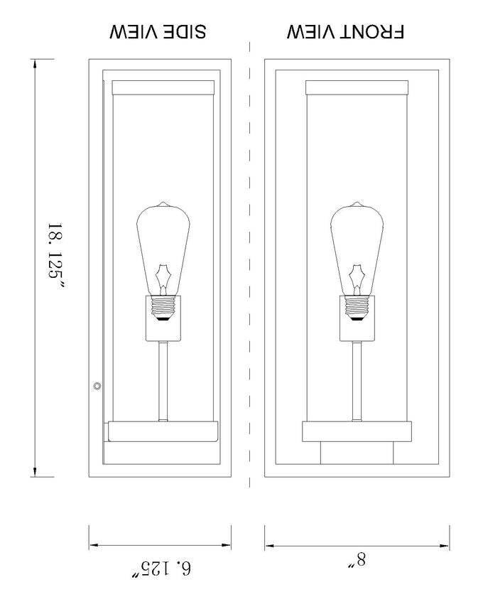 Z-Lite Dunbroch 8" W x 18" H 1-Light Black Aluminum Outdoor Wall Sconce With Clear Glass Shade