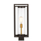 Z-Lite Dunbroch 8" W x 20" H 1-Light Deep Bronze and Outdoor Brass Outdoor Post Mount Fixture With Clear Glass Shade