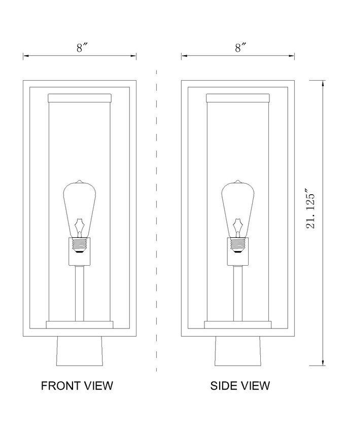 Z-Lite Dunbroch 8" W x 20" H 1-Light Deep Bronze and Outdoor Brass Outdoor Post Mount Fixture With Clear Glass Shade