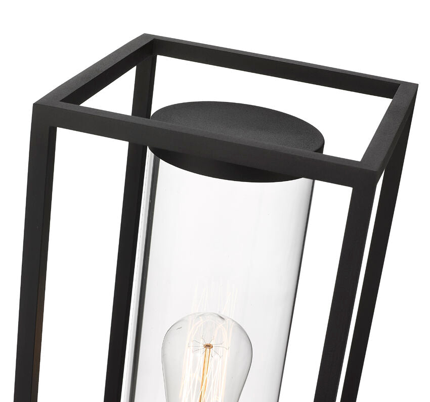 Z-Lite Dunbroch 8" W x 22" H 1-Light Black Outdoor Post Mount Fixture With Clear Glass Shade