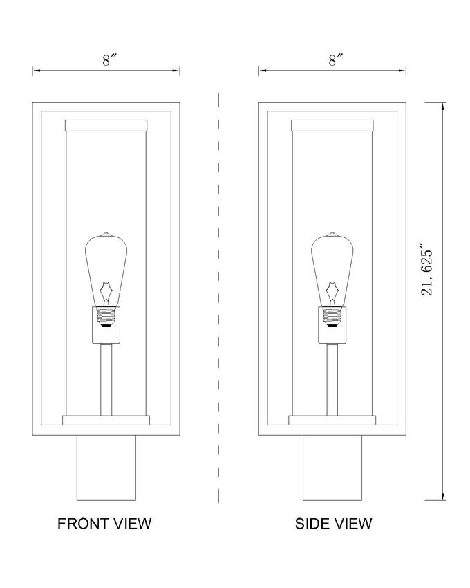 Z-Lite Dunbroch 8" W x 22" H 1-Light Black Outdoor Post Mount Fixture With Clear Glass Shade