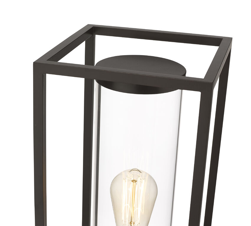 Z-Lite Dunbroch 8" W x 22" H 1-Light Deep and Outdoor Brass Bronze Outdoor Post Mount Fixture With Clear Glass Shade