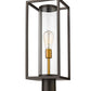 Z-Lite Dunbroch 8" W x 22" H 1-Light Deep and Outdoor Brass Bronze Outdoor Post Mount Fixture With Clear Glass Shade