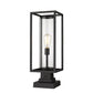 Z-Lite Dunbroch 8" W x 23" H 1-Light Black Outdoor Pier Mounted Fixture and Square Pier Mount Hardware With Clear Glass Shade