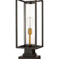 Z-Lite Dunbroch 8" W x 23" H 1-Light Deep Bronze and Outdoor Brass Outdoor Pier Mounted Fixture and Square Pier Mount Hardware With Clear Glass Shade