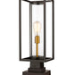 Z-Lite Dunbroch 8" W x 23" H 1-Light Deep Bronze and Outdoor Brass Outdoor Pier Mounted Fixture and Square Pier Mount Hardware With Clear Glass Shade