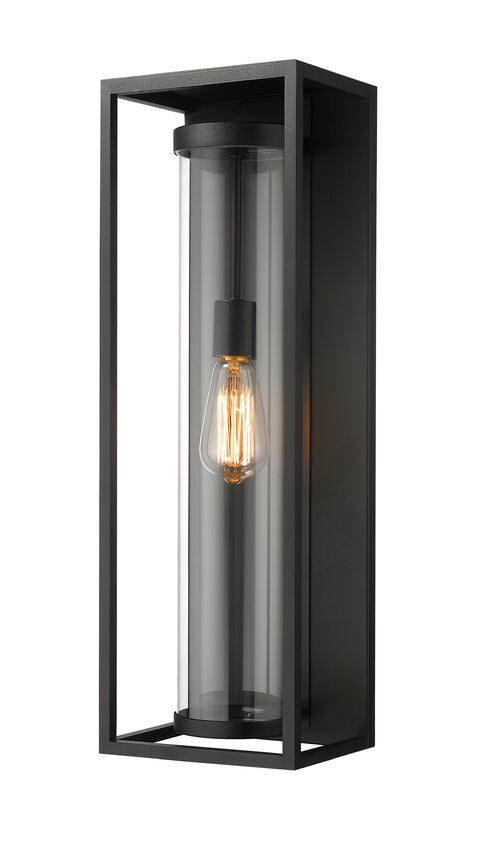 Z-Lite Dunbroch 8" W x 24" H 1-Light Black Aluminum Outdoor Wall Sconce With Clear Glass Shade