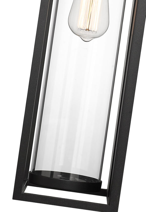 Z-Lite Dunbroch 8" W x 24" H 1-Light Black Aluminum Outdoor Wall Sconce With Clear Glass Shade