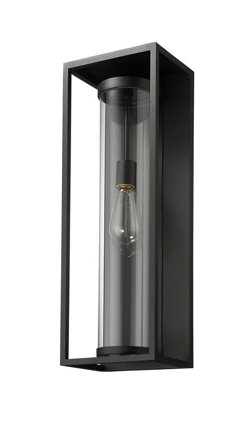 Z-Lite Dunbroch 8" W x 24" H 1-Light Black Aluminum Outdoor Wall Sconce With Clear Glass Shade