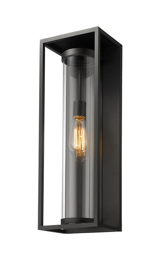Z-Lite Dunbroch 8" W x 24" H 1-Light Black Aluminum Outdoor Wall Sconce With Clear Glass Shade