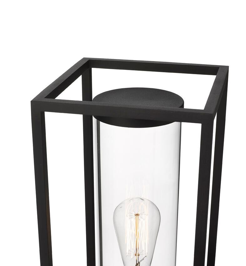 Z-Lite Dunbroch 8" W x 24" H 1-Light Black Outdoor Pier Mounted Fixture and Square Pier Mount Hardware With Clear Glass Shade