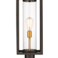 Z-Lite Dunbroch 8" W x 24" H 1-Light Deep Bronze and Outdoor Brass Outdoor Pier Mounted Fixture and Round Pier Mount Hardware With Clear Glass Shade