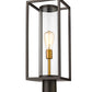 Z-Lite Dunbroch 8" W x 24" H 1-Light Deep Bronze and Outdoor Brass Outdoor Pier Mounted Fixture and Round Pier Mount Hardware With Clear Glass Shade