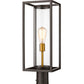 Z-Lite Dunbroch 8" W x 24" H 1-Light Deep Bronze and Outdoor Brass Outdoor Pier Mounted Fixture and Round Pier Mount Hardware With Clear Glass Shade