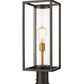 Z-Lite Dunbroch 8" W x 24" H 1-Light Deep Bronze and Outdoor Brass Outdoor Pier Mounted Fixture and Square Pier Mount Hardware With Clear Glass Shade