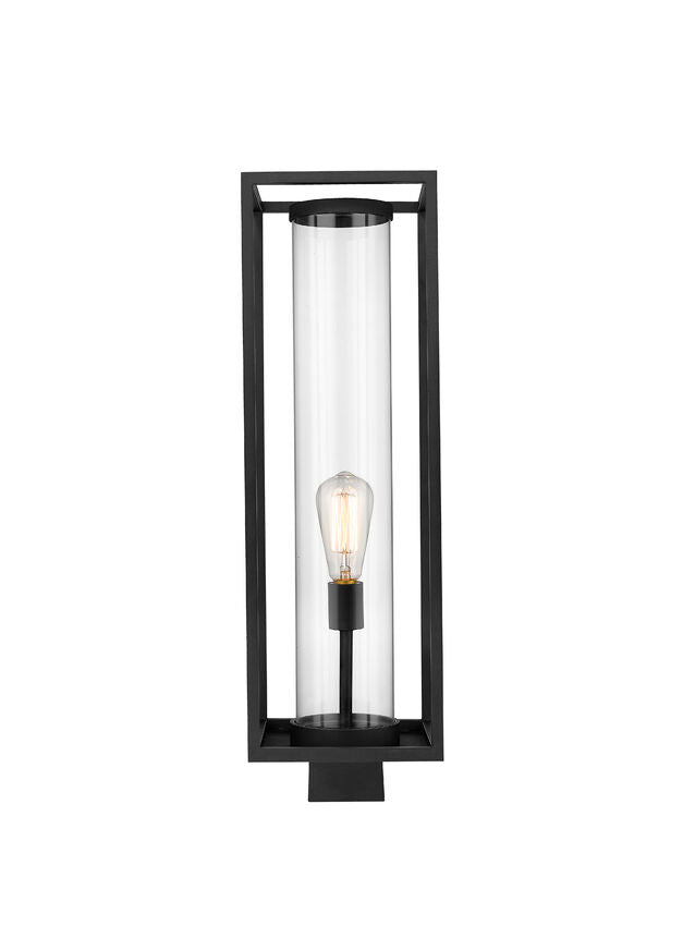Z-Lite Dunbroch 8" W x 26" H 1-Light Black Outdoor Post Mount Fixture With Clear Glass Shade