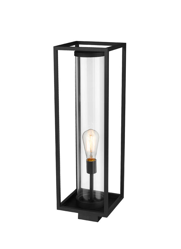Z-Lite Dunbroch 8" W x 26" H 1-Light Black Outdoor Post Mount Fixture With Clear Glass Shade