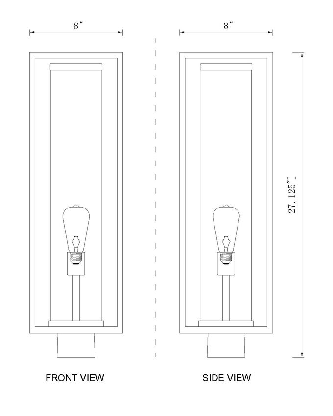 Z-Lite Dunbroch 8" W x 26" H 1-Light Black Outdoor Post Mount Fixture With Clear Glass Shade