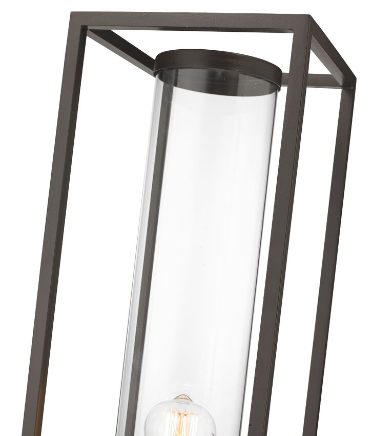 Z-Lite Dunbroch 8" W x 26" H 1-Light Deep Bronze and Outdoor Brass Outdoor Post Mount Fixture With Clear Glass Shade