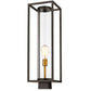 Z-Lite Dunbroch 8" W x 26" H 1-Light Deep Bronze and Outdoor Brass Outdoor Post Mount Fixture With Clear Glass Shade