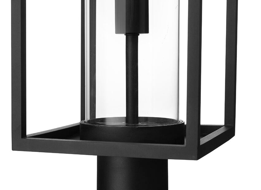 Z-Lite Dunbroch 8" W x 28" H 1-Light Black Outdoor Post Mount Fixture With Clear Glass Shade