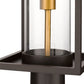 Z-Lite Dunbroch 8" W x 28" H 1-Light Deep Bronze and Outdoor Brass Outdoor Post Mount Fixture With Clear Glass Shade