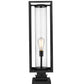 Z-Lite Dunbroch 8" W x 29" H 1-Light Black Outdoor Pier Mounted Fixture and Square Pier Mount Hardware With Clear Glass Shade