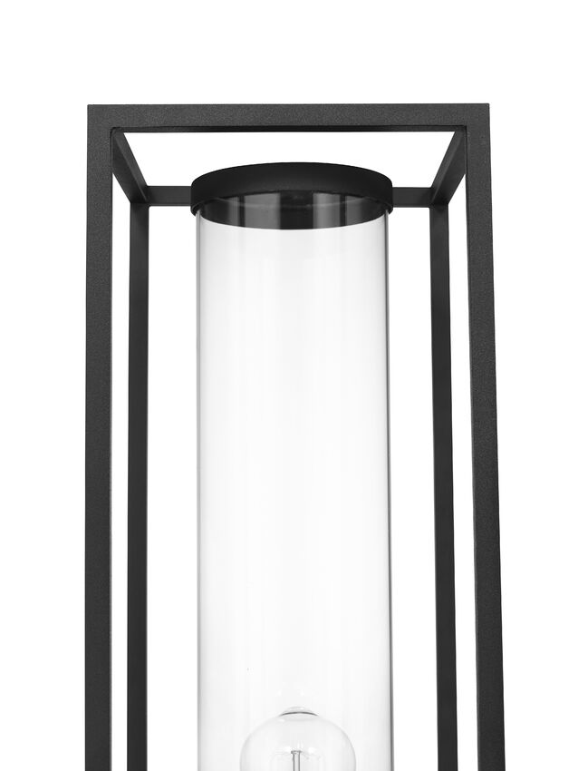 Z-Lite Dunbroch 8" W x 29" H 1-Light Black Outdoor Pier Mounted Fixture and Square Pier Mount Hardware With Clear Glass Shade