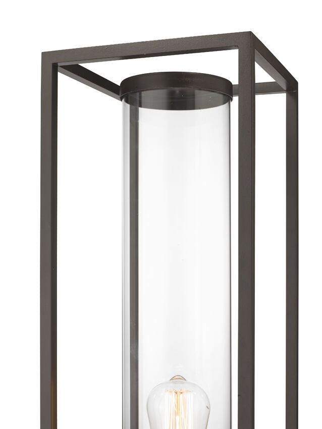 Z-Lite Dunbroch 8" W x 29" H 1-Light Deep Bronze and Outdoor Brass Outdoor Pier Mounted Fixture and Square Pier Mount Hardware With Clear Glass Shade