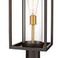 Z-Lite Dunbroch 8" W x 30" H 1-Light Deep Bronze and Outdoor Brass Outdoor Pier Mounted Fixture and Round Pier Mount Hardware With Clear Glass Shade
