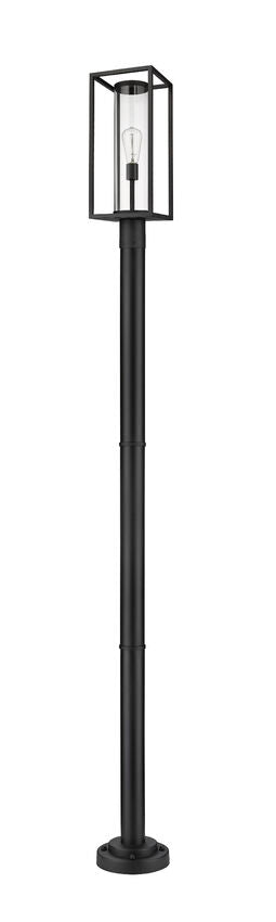 Z-Lite Dunbroch 9" W x 102" H 1-Light Black Aluminum Clear Glass Shade Outdoor Post Mounted Fixture