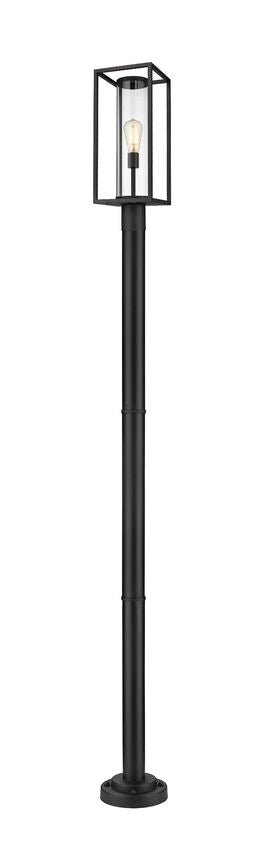 Z-Lite Dunbroch 9" W x 102" H 1-Light Black Aluminum Clear Glass Shade Outdoor Post Mounted Fixture