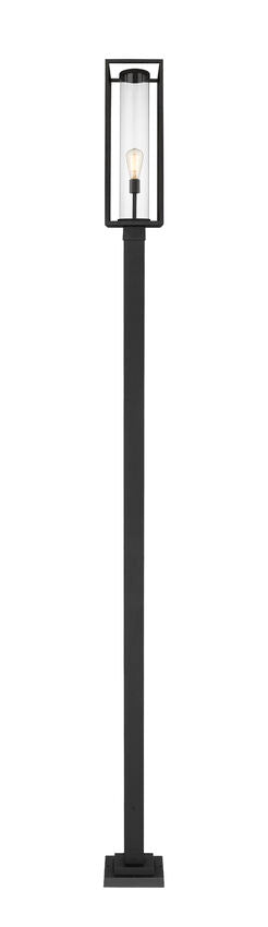 Z-Lite Dunbroch 9" W x 120" H 1-Light Black Aluminum Frame Clear Glass Shade Outdoor Post Mounted Fixture
