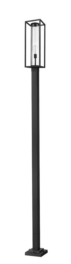 Z-Lite Dunbroch 9" W x 120" H 1-Light Black Aluminum Frame Clear Glass Shade Outdoor Post Mounted Fixture