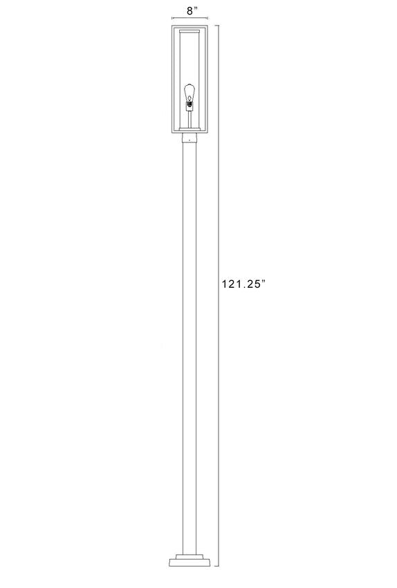 Z-Lite Dunbroch 9" W x 120" H 1-Light Black Aluminum Frame Clear Glass Shade Outdoor Post Mounted Fixture