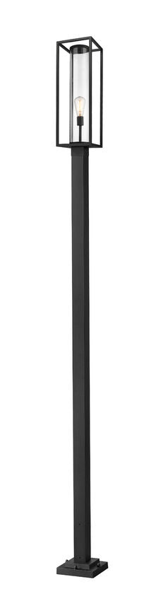 Z-Lite Dunbroch 9" W x 120" H 1-Light Black Aluminum Frame Clear Glass Shade Outdoor Post Mounted Fixture