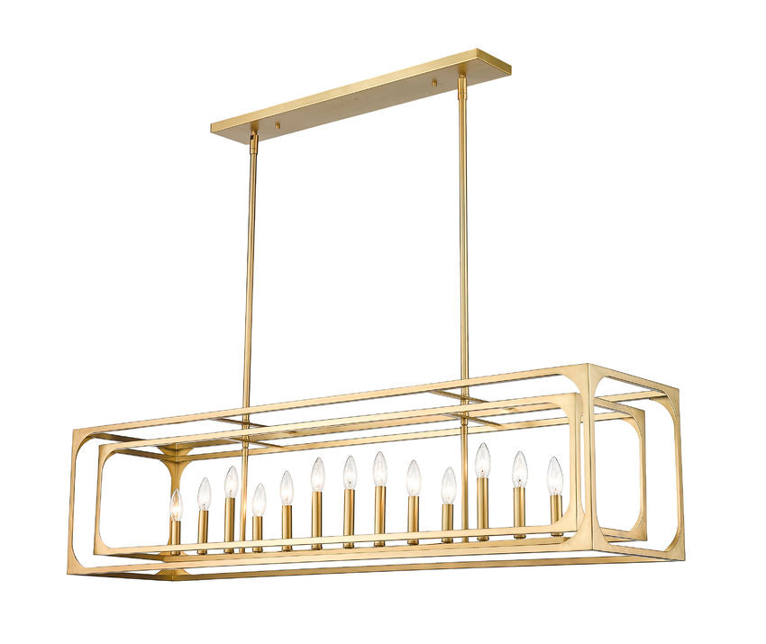 Z-Lite Easton 13" 13-Light Rubbed Brass Steel Island Light