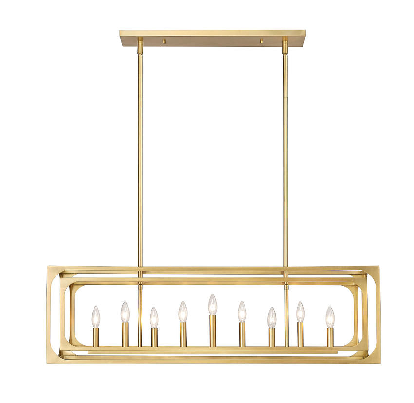 Z-Lite Easton 13" 9-Light Rubbed Brass Steel Island Light