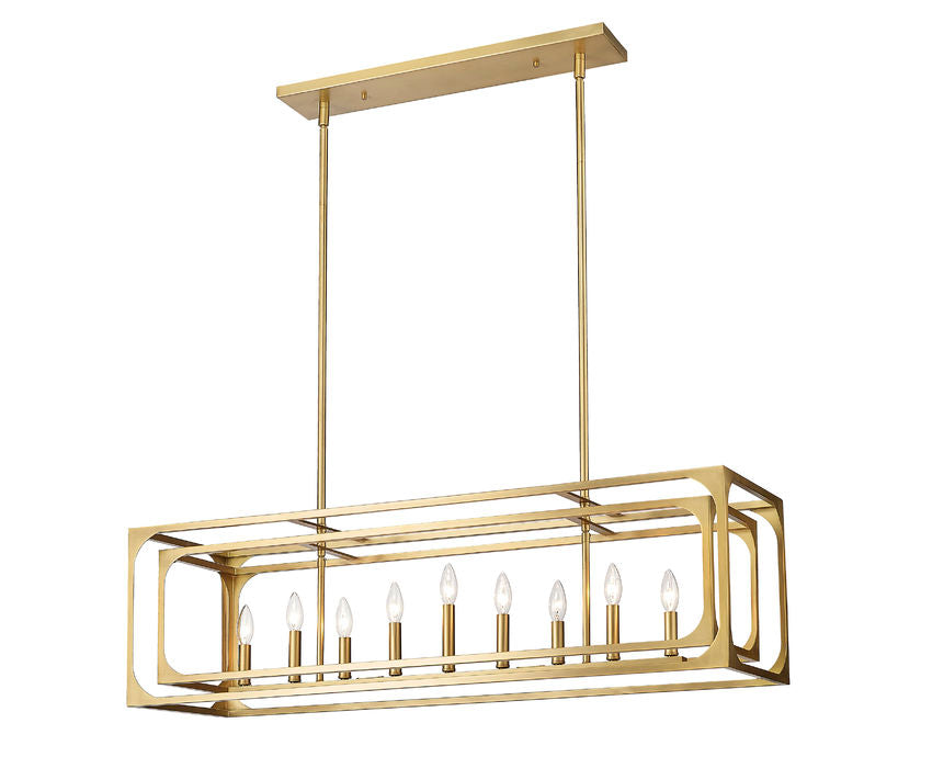Z-Lite Easton 13" 9-Light Rubbed Brass Steel Island Light