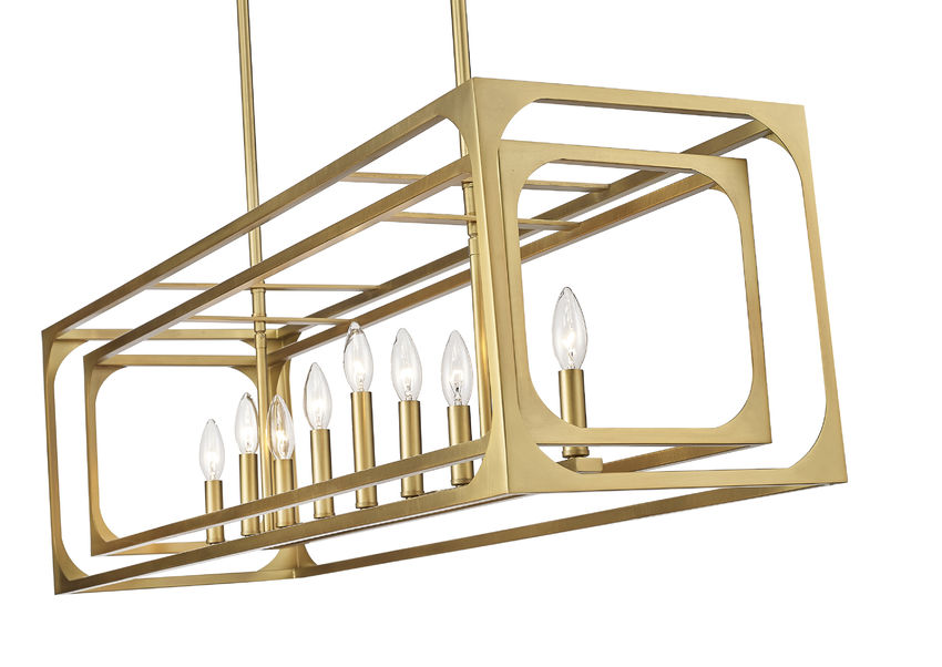 Z-Lite Easton 13" 9-Light Rubbed Brass Steel Island Light