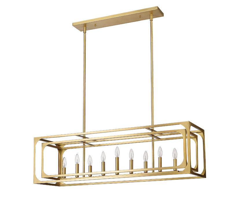 Z-Lite Easton 13" 9-Light Rubbed Brass Steel Island Light